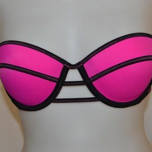 Victoria's Secret Hot Pink & Black Bikini Top 32C